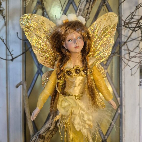 Vintage Gold & Yellow Fairy Ornament - Picture 5 of 15